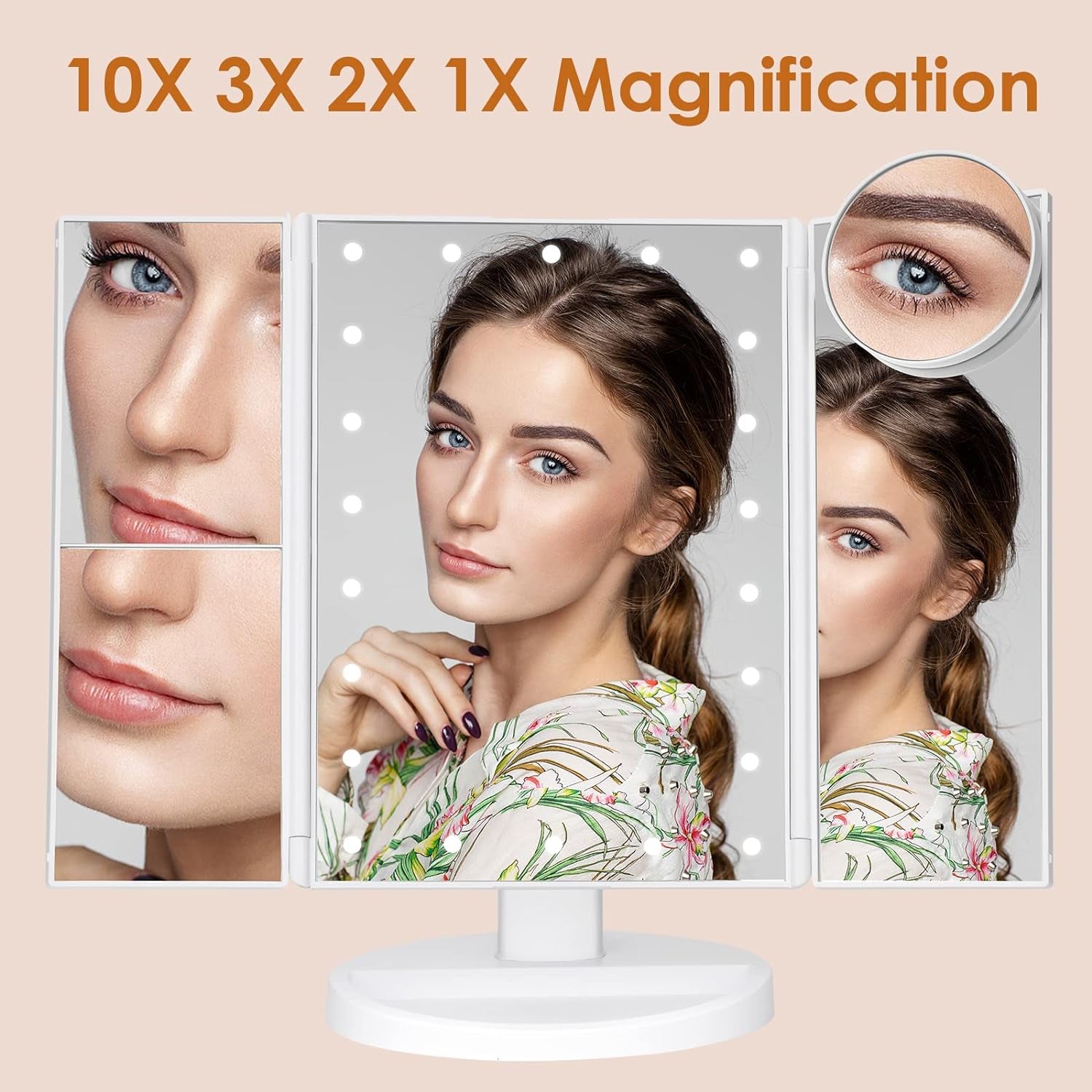 SilverFox Illuminate Pro Tri-Mirror Makeup Vanity Set with Touch Control & Up To 10X Magnification