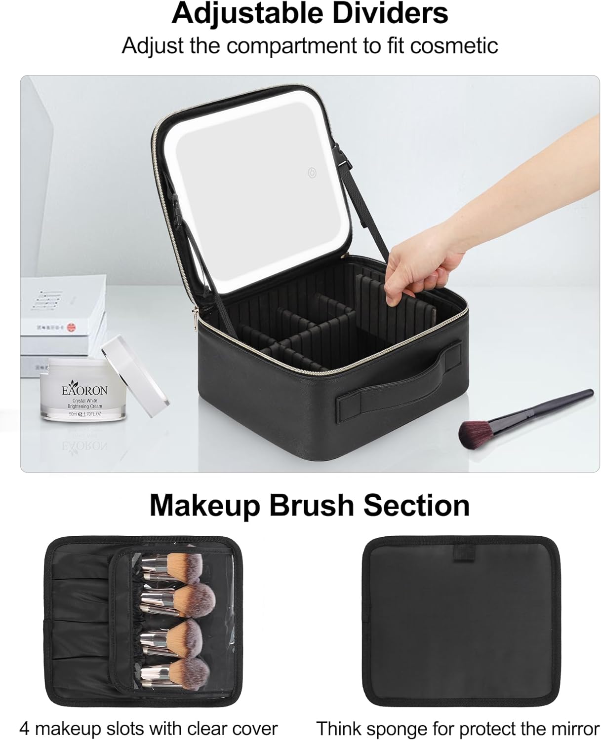 SilverFox Luxury LED Light Cosmetic Bag with Ample Storage Space and Durable Design for Makeup Enthusiasts