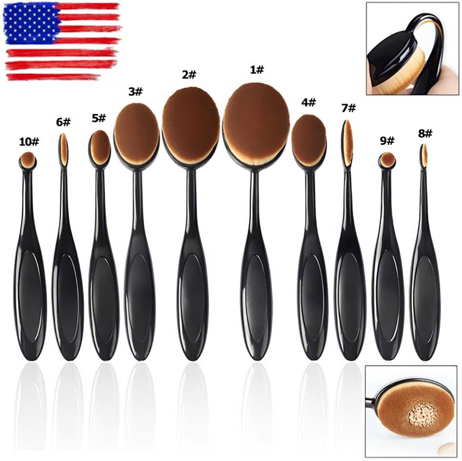 OvalGlam 10pc Brush Kit: Powder, Foundation, Eyes