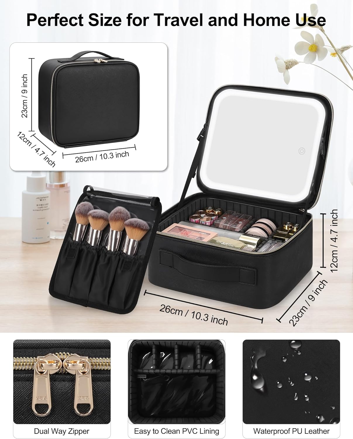 SilverFox Luxury LED Light Cosmetic Bag with Ample Storage Space and Durable Design for Makeup Enthusiasts