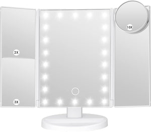 SilverFox Illuminate Pro Tri-Mirror Makeup Vanity Set with Touch Control & Up To 10X Magnification