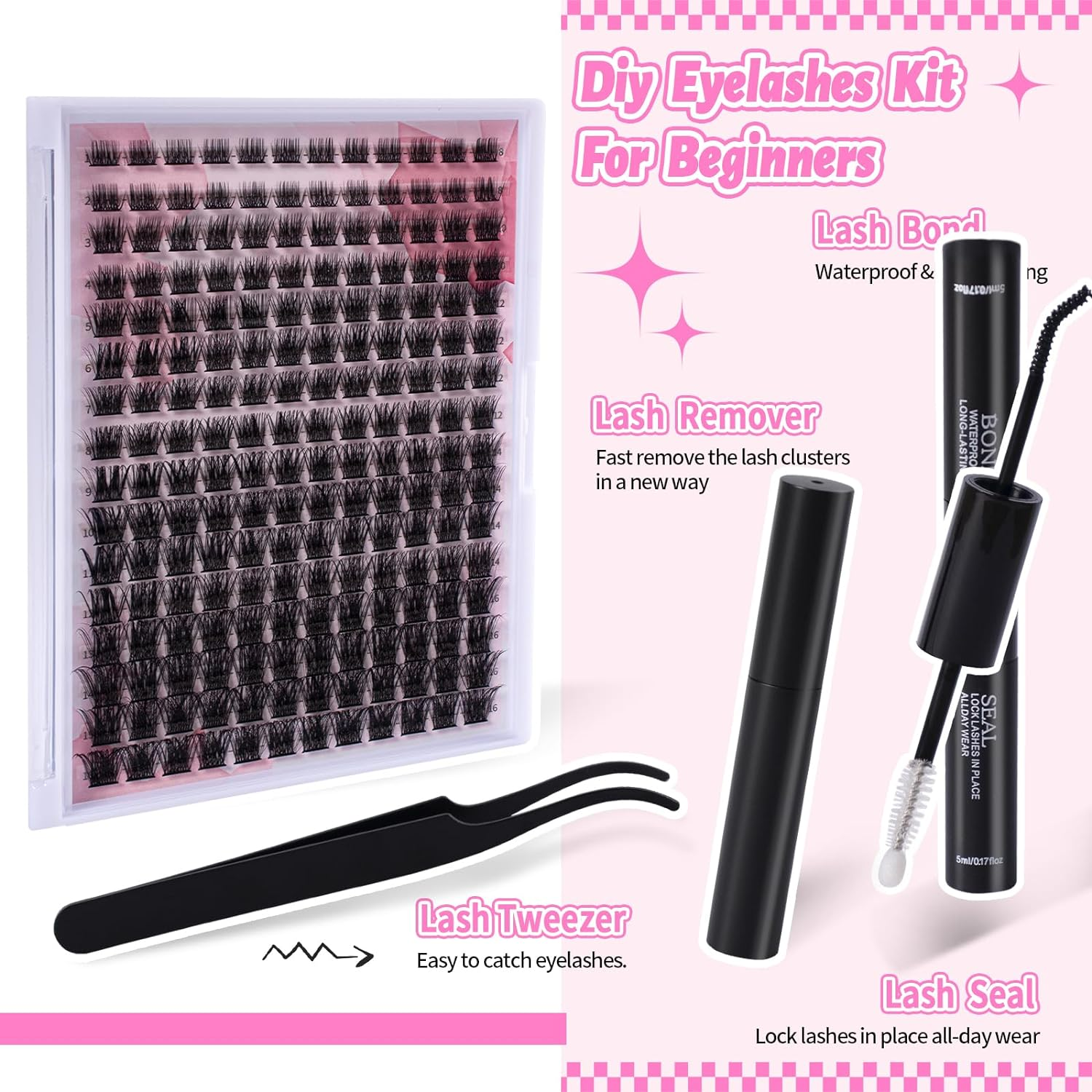 Ultimate DIY Lash Extension Kit - 192 Pcs Individual Clusters for Perfect Lashes